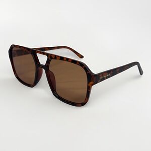 Eyekonik Dakin Groove Sunglasses Brown Tortoise Square Aviator Vintage Style